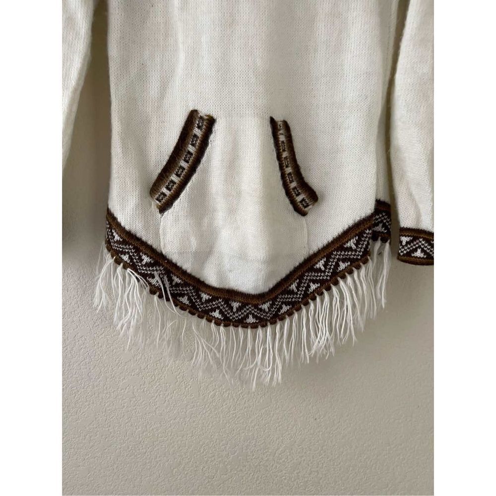 Vintage 100% Alpaca fringe hoodie sweater small - Picture 5 of 7